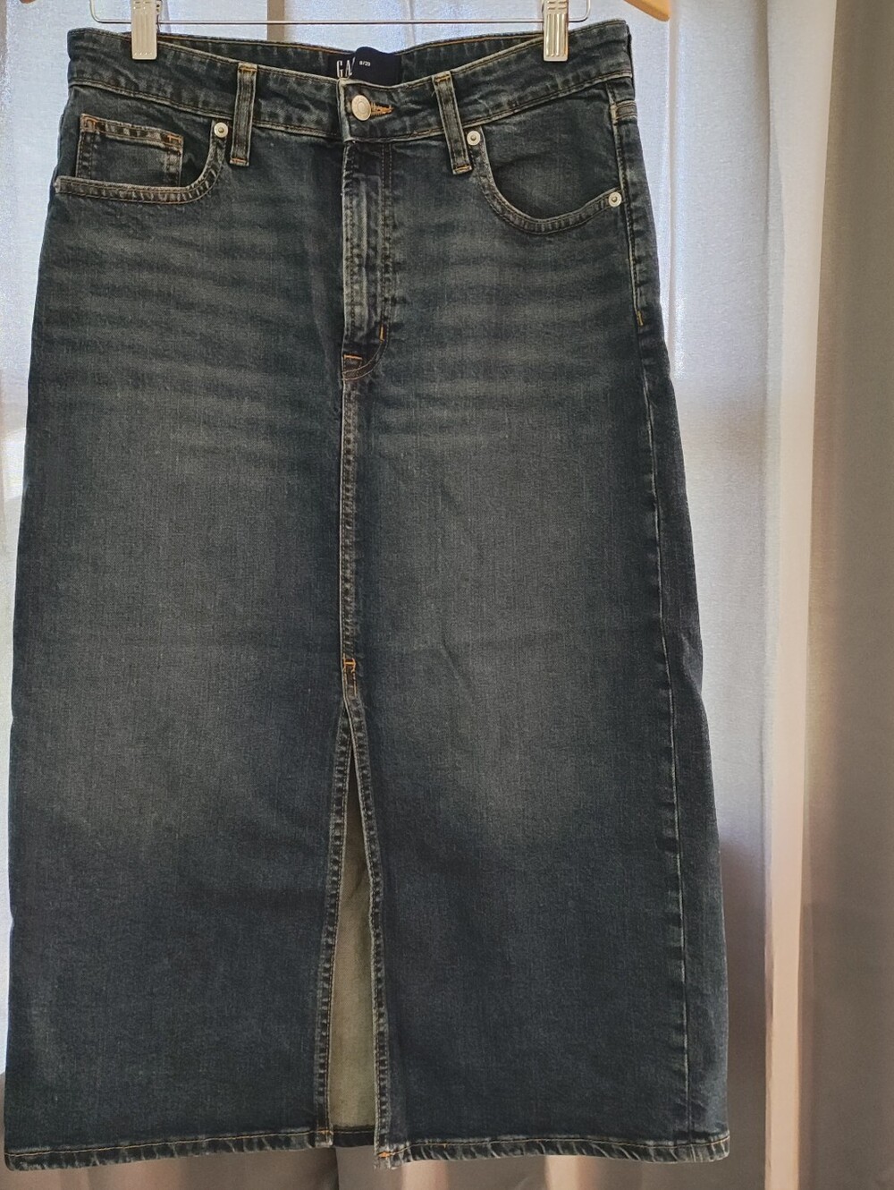 GAP Dark Blue Straight Denim Skirt with Front Slit
